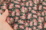 Antique Mini Rose Black Patterned Fabric Cotton made in Korea by the Half Yard