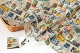 Vintage Modern Postcard Postage Stamp Fabric made in Korea by the Half Yard