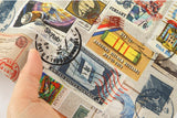 Vintage Modern Postcard Postage Stamp Fabric made in Korea by the Half Yard
