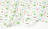 Midday Park Walking Car Driving Patterned Fabric Cotton made in Korea by the Half Yard