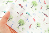 Midday Park Walking Car Driving Patterned Fabric Cotton made in Korea by the Half Yard