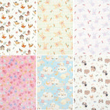 Cute Baby Animals Patterned Linen OEKO-TEX Fabric made in Korea by the Yard 90cm x 140cm or 36"x 55"