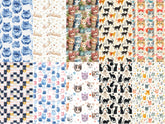 Custom made Fabric Cats & Floral Design Theme E-DTP made in Korea by the Yard