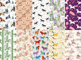 Custom made Fabric Horse & Cats Design Theme E-DTP made in Korea by the Yard