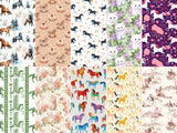 Custom made Fabric Horse & Cats Design Theme E-DTP made in Korea by the Yard
