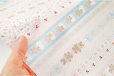 Stripe Cherry Teddy Flower Patterned Fabric made in Korea by the Half Yard
