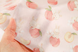 Laminated TPU ECO Water Proof Cotton Fabric Peach Rabbit printed Fabric made in Korea by the Yard