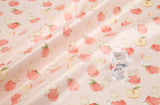 Laminated TPU ECO Water Proof Cotton Fabric Peach Rabbit printed Fabric made in Korea by the Yard