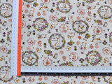 Rabbit in Flower Circlet Patterned 40s Fabric made in Korea by the Yard 36" x 58" or 90 x 145cm