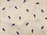 Vegetable Series Eggplant Patterned Crinkle Double Gauze Fabric made in Korea by the Yard 36" x 59" or 90 x 150cm