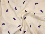 Vegetable Series Eggplant Patterned Crinkle Double Gauze Fabric made in Korea by the Yard 36" x 59" or 90 x 150cm