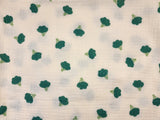 Vegetable Series Broccoli Patterned Crinkle Double Gauze Fabric made in Korea by the Yard 36" x 59" or 90 x 150cm