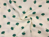 Vegetable Series Broccoli Patterned Crinkle Double Gauze Fabric made in Korea by the Yard 36" x 59" or 90 x 150cm