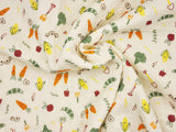 Happy Vegetable Market Patterned Crinkle Double Gauze Fabric made in Korea by the Yard 36" x 59" or 90 x 150cm
