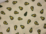 Vegetable Series Avocado Patterned Crinkle Double Gauze Fabric made in Korea by the Yard 36" x 59" or 90 x 150cm