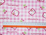 Sanrio Hello Kitty Check Cherry Oxford Licensed Fabric printed in Japan by the Half Yard