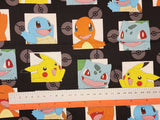 Pocket Monster, Pokemon Bulbasaur Charmander Squirtle Pikachu Licensed Fabric made in Korea by the Half Yard