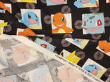 Pocket Monster, Pokemon Bulbasaur Charmander Squirtle Pikachu Licensed Fabric made in Korea by the Half Yard