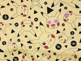 Pocket Monster, Pokemon Kawaii Pikachu Face Licensed Fabric made in Korea by the Half Yard