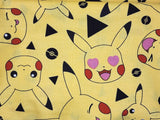 Pocket Monster, Pokemon Kawaii Pikachu Face Licensed Fabric made in Korea by the Half Yard