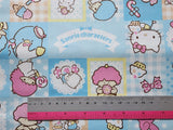 Sanrio Characters Comic Block Patchwork Oxford Licensed Fabric printed in Japan by the Half Yard