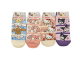 4 Pairs of Sanrio Character Ankle Socks Stacked Design Women's Sock