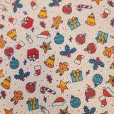 Casual Christmas Present Santa Cookie Tree Patterned 40s Fabric made in Korea by the Yard 36" x 58" or 90 x 145cm