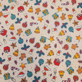 Casual Christmas Present Santa Cookie Tree Patterned 40s Fabric made in Korea by the Yard 36" x 58" or 90 x 145cm