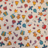 Casual Christmas Present Santa Cookie Tree Patterned 40s Fabric made in Korea by the Yard 36" x 58" or 90 x 145cm