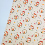 Christmas Tree Rudolph Patterned 40s Fabric made in Korea by the Yard 36" x 58" or 90 x 145cm