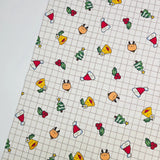 Gingham Christmas Santa Rudolph Bell Tree Patterned 40s Fabric made in Korea by the Yard 36" x 58" or 90 x 145cm