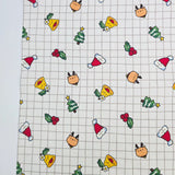 Gingham Christmas Santa Rudolph Bell Tree Patterned 40s Fabric made in Korea by the Yard 36" x 58" or 90 x 145cm