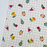 Gingham Christmas Santa Rudolph Bell Tree Patterned 40s Fabric made in Korea by the Yard 36" x 58" or 90 x 145cm