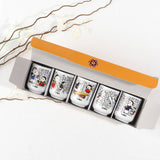 Korean Traditional Soju Shot Glasses Hangul Hunminjeongeum Pattern Set of 5