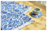 Korean Traditional Cheonghwa Baekja Porcelain Flower&Leaf Patterned Cotton Fabric made in Korea by the Half Yard