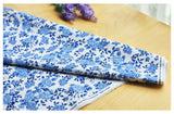 Korean Traditional Cheonghwa Baekja Porcelain Flower&Leaf Patterned Cotton Fabric made in Korea by the Half Yard