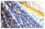 Korean Traditional Cheonghwa Baekja Porcelain Flower&Leaf Patterned Cotton Fabric made in Korea by the Half Yard