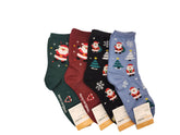 4 Pairs of Christmas Snow Ball Patterned Socks Half-Crew Socks Women's Sock