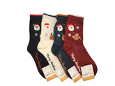 4 Pairs of Christmas Jingle Bells Patterned Socks Half-Crew Socks Women's Sock