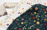 Wild flower Pansy Garden Patterned Fabric made in Korea by the Half Yard
