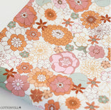 かわいい恐竜公園柄の30年代オーガニック生地(韓国製、半ヤード単位)