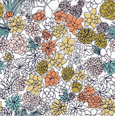 Succulent Flower Floral Patterned Lawn Fabric made in Korea by the Half Yard
