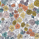 Succulent Flower Floral Patterned Lawn Fabric made in Korea by the Half Yard
