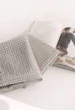 Natural French Blue Check & Stripe Washed Cotton Linen Fabric made in Korea, by the Yard 90cm x 140cm or 36"x 57"