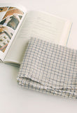 Natural French Blue Check & Stripe Washed Cotton Linen Fabric made in Korea, by the Yard 90cm x 140cm or 36"x 57"
