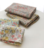 Antique Flower Garden & Girl Washed Cotton Linen Fabric made in Korea, Half Yard 45cm x 140cm or 18"x 55"