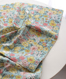 Antique Flower Garden & Girl Washed Cotton Linen Fabric made in Korea, Half Yard 45cm x 140cm or 18"x 55"