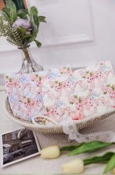 Ribbon Flower Patterned Heart Quilted Cotton Fabric made in Korea by the Half Yard 18" x 59" or 45 x 150cm