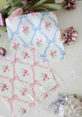 Ribbon Rose Flower 30s Cotton Fabric printed in Korea 36" x 57" 90cm x 145cm by the Yard
