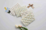 Ribbon Lace Flower Cotton 30s Stripe & Diamond Grid Quilted Fabric made in Korea by the Yard 36" x 57" or 90 x 145cm